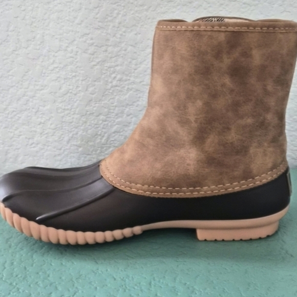 Waterproof Duck Boots Tan Brown Lace Up Cozy Outdoor Fall Winter Boots - Picture 7 of 14